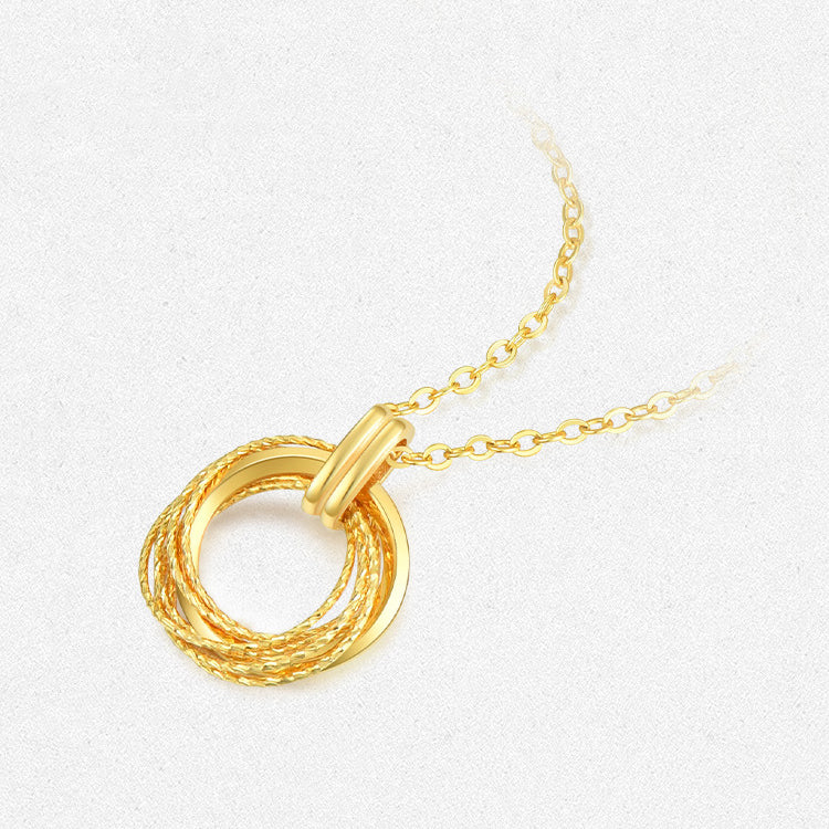 18K Gold Circle C Double Mobius Necklace