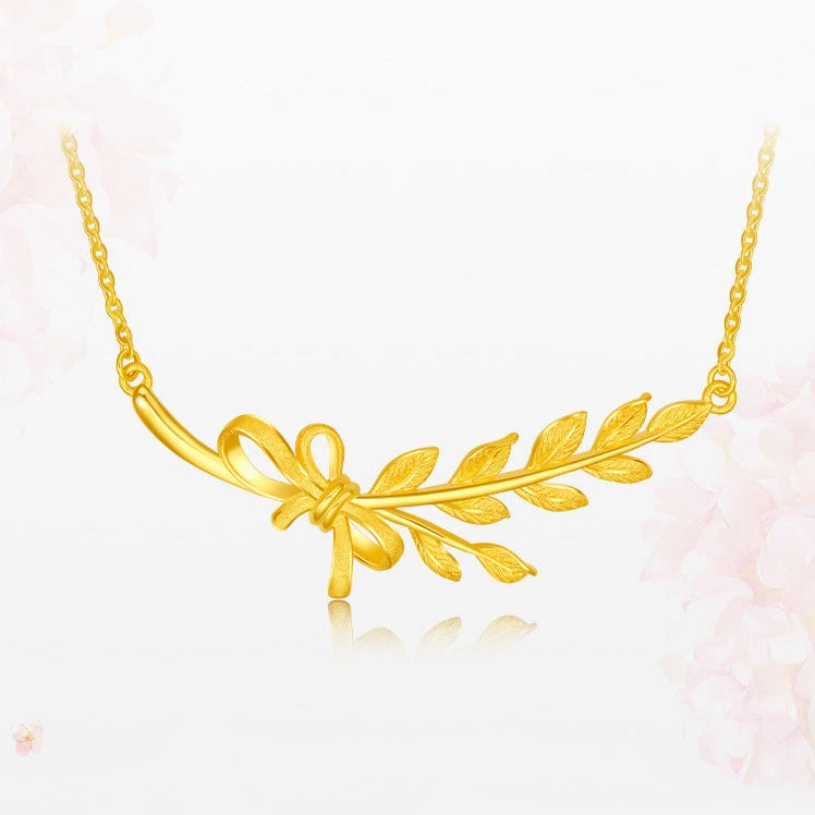 Happy Flower Wedding Series 24K Gold Twin Trees Necklace