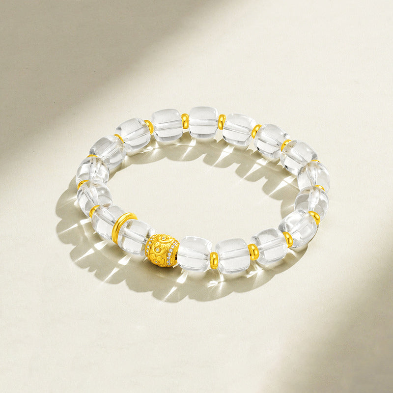 S925 Silver Silence of Mind White Crystal Beaded Bracelet