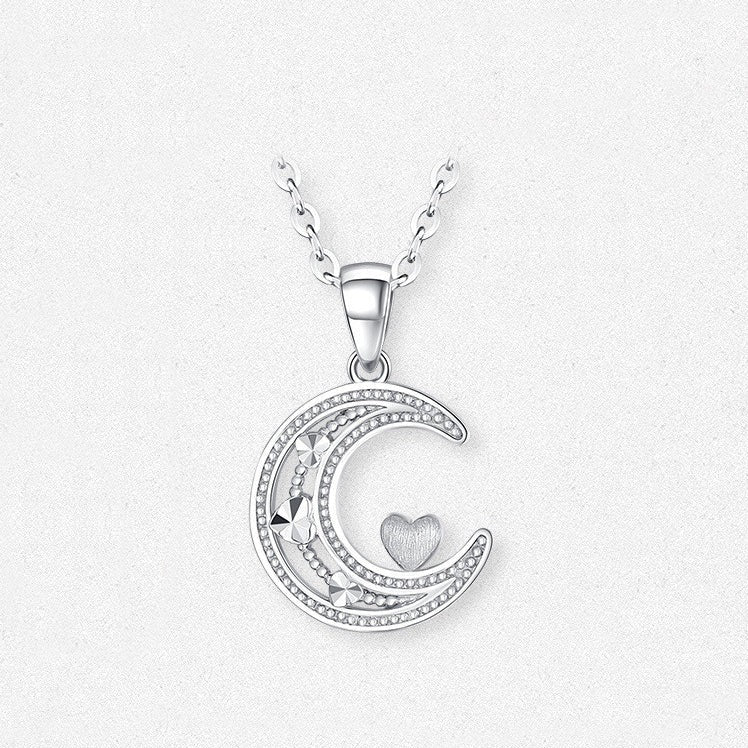 Pt950 Platinum Moon Love Heart Pendant