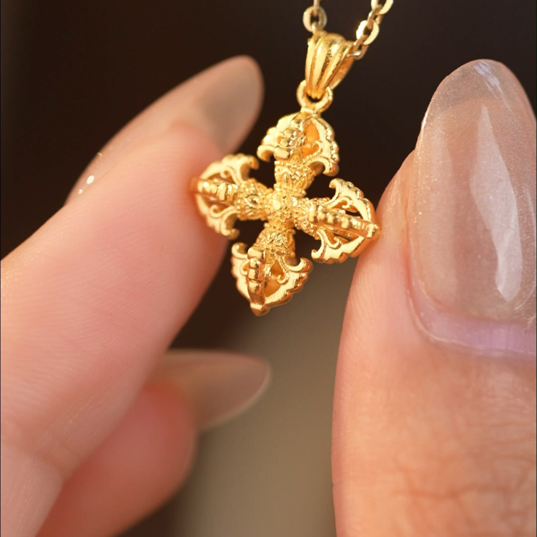 24K Gold Vajra Necklace Pendant