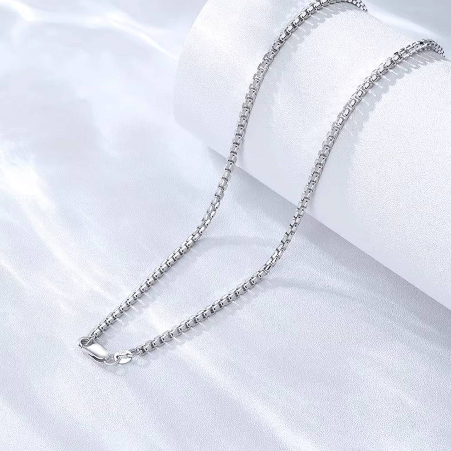 Silver Box Chain Men Necklace