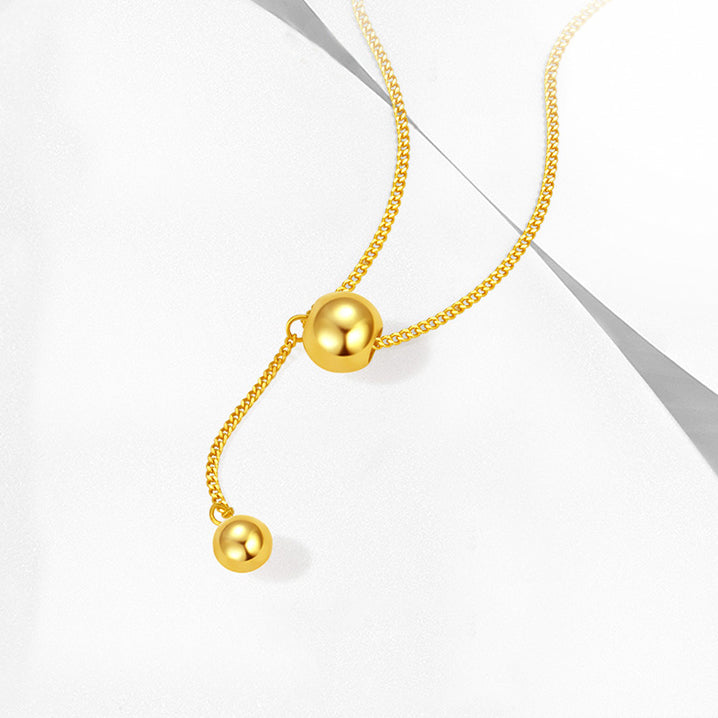 24K Gold Bean Ball Y Necklace