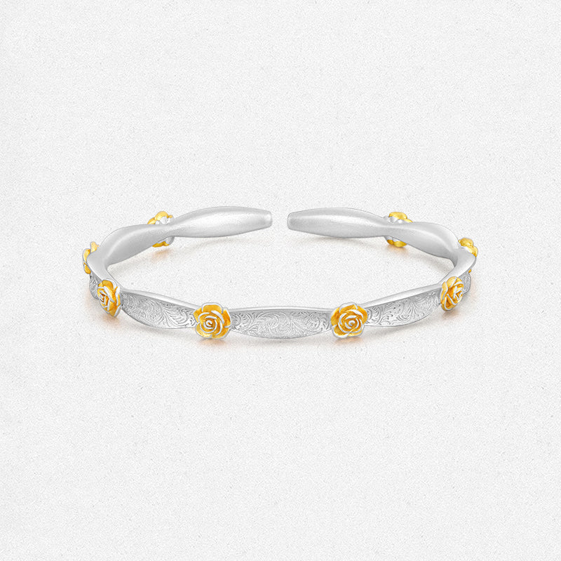 S990 Vintage Style Rose Open Bangle