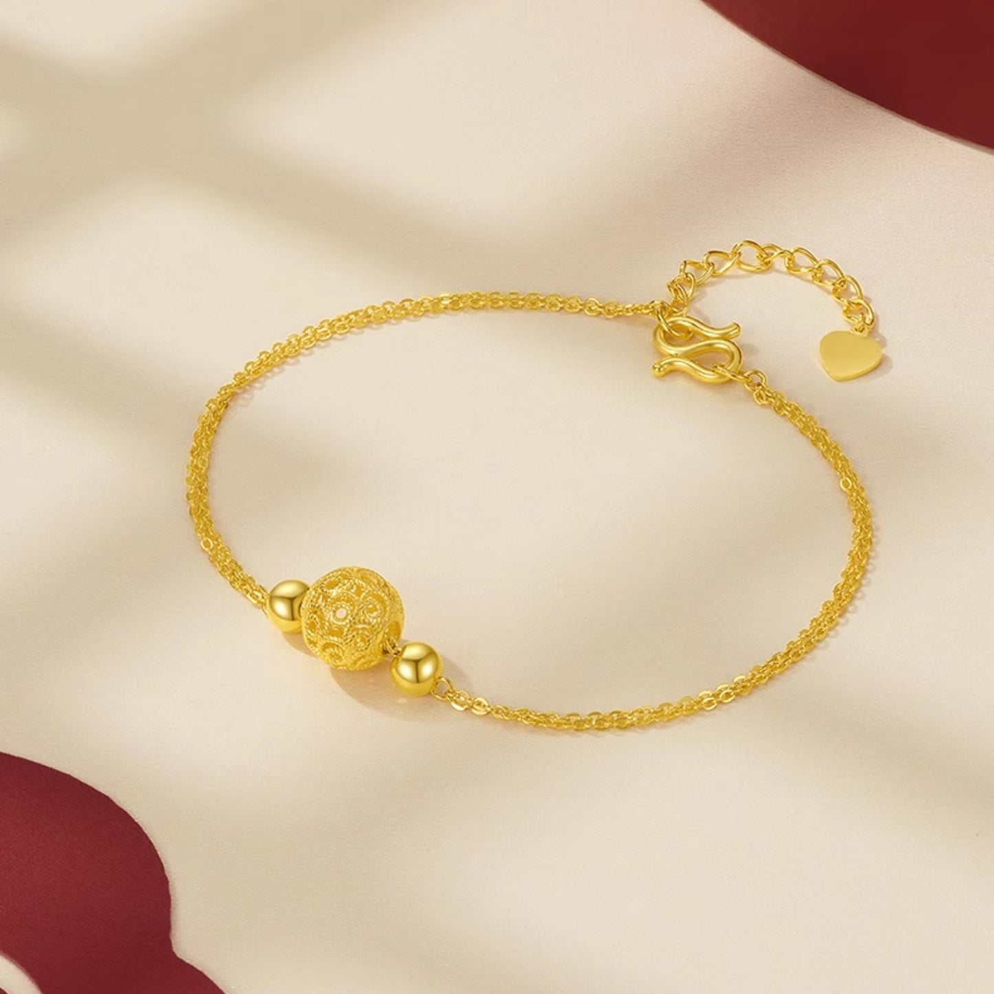 24K Gold Filigree Bead Double-Layer Bracelet