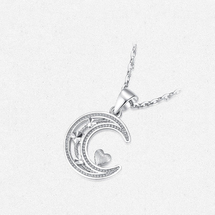 Pt950 Platinum Moon Love Heart Pendant