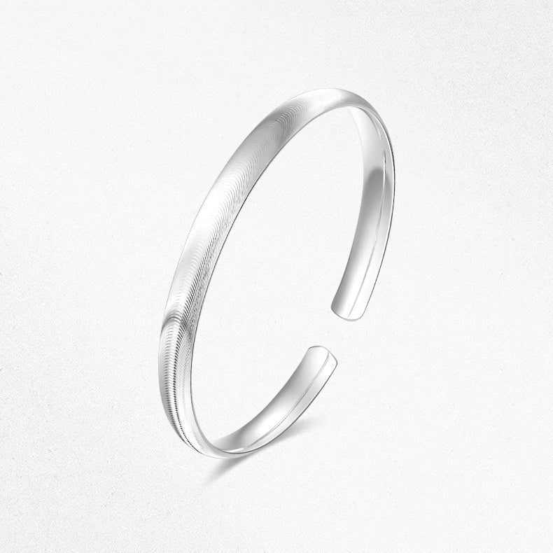 S990 Silver Wave Brushed Open Bangle