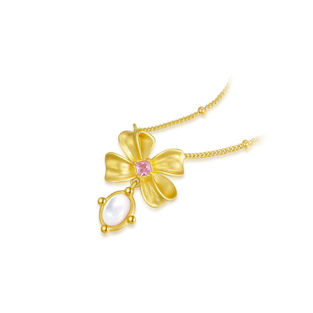 [Pre-sale] S925 Silver Ribbon Bow Knot Jewelry Set - Earrings Necklace