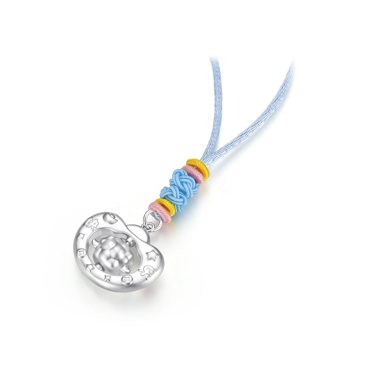 Silver Enamel Happy Sheep Newborn Baby Child Ruyi Lock Necklace