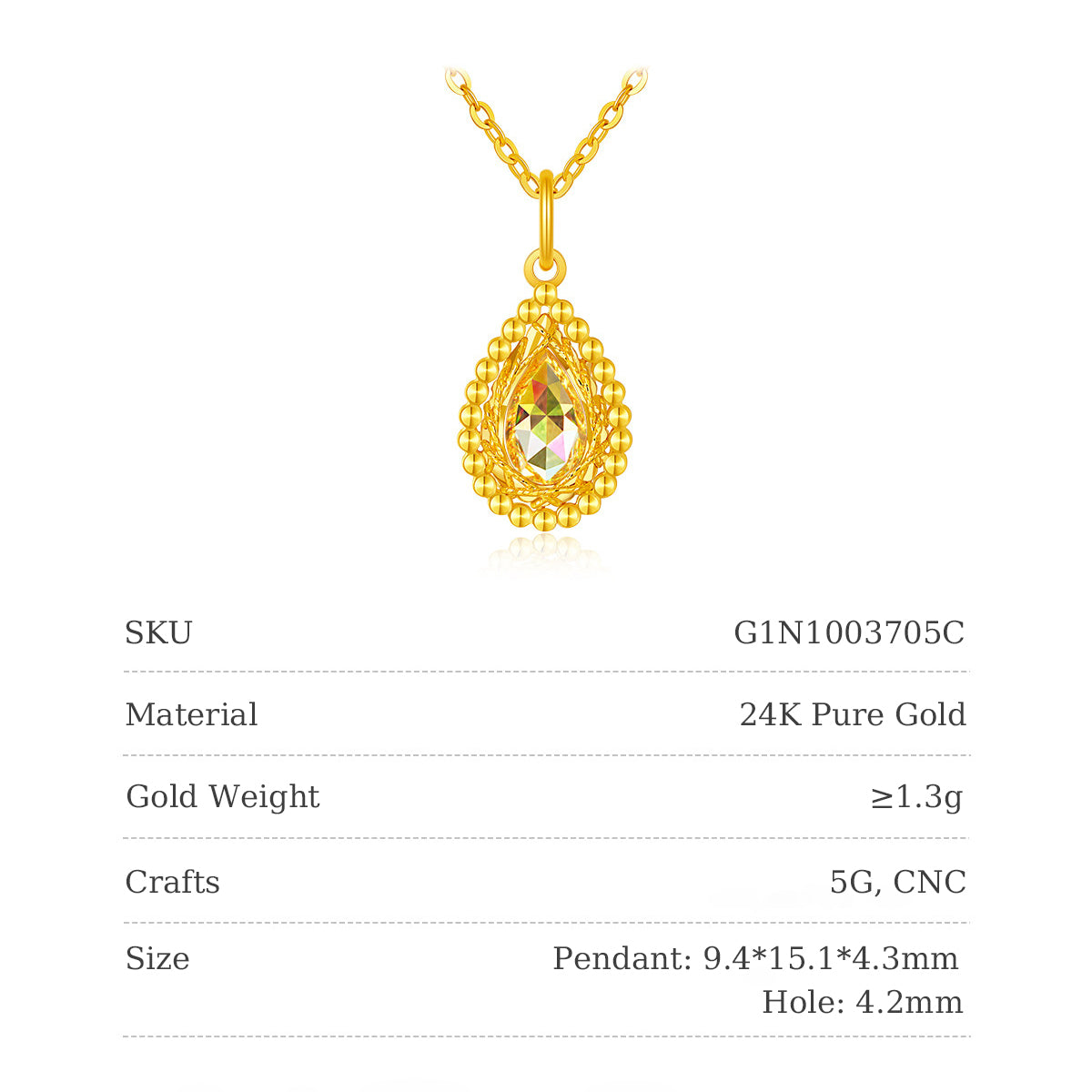 [Pre-sale] Dazzling Gold Series 24K Gold Pear Teardrop Pendant