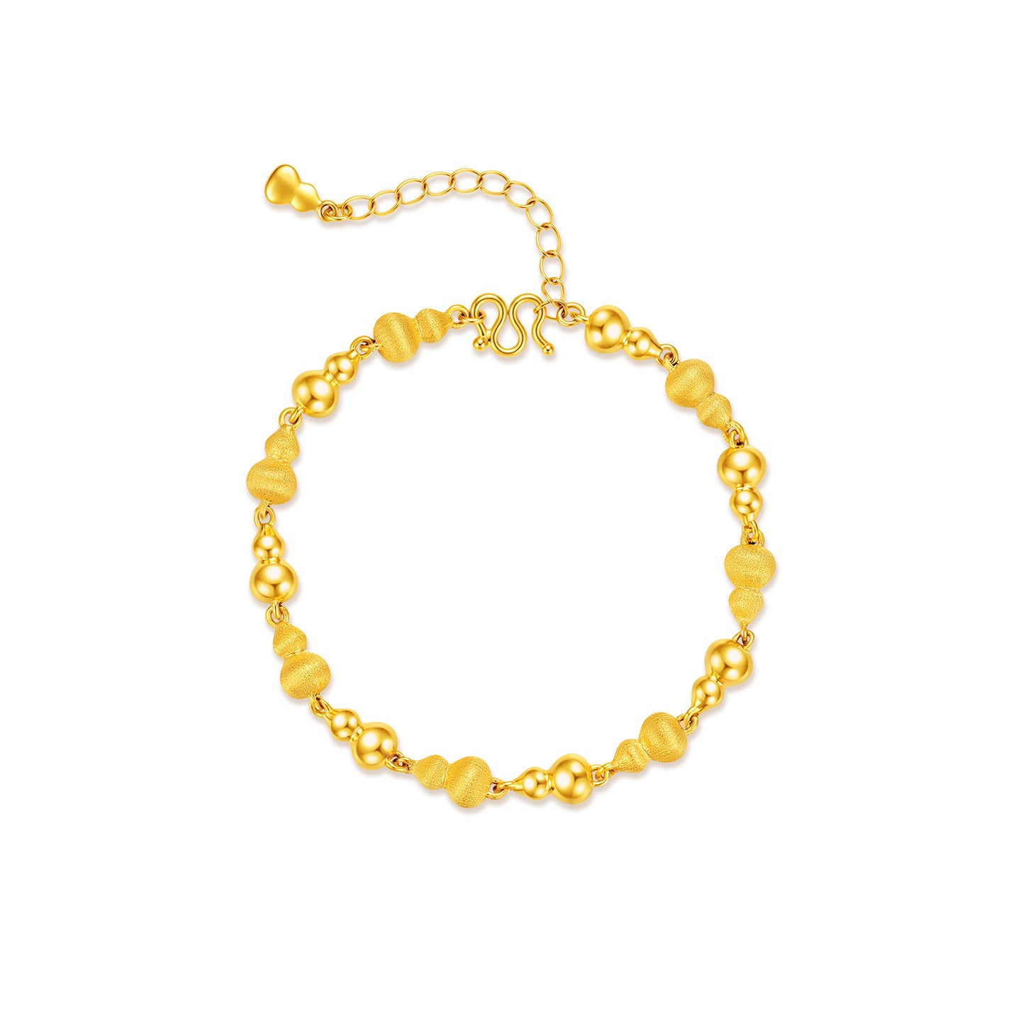 Gold Plated Silver Auspicious Brushed Gourd Bracelet