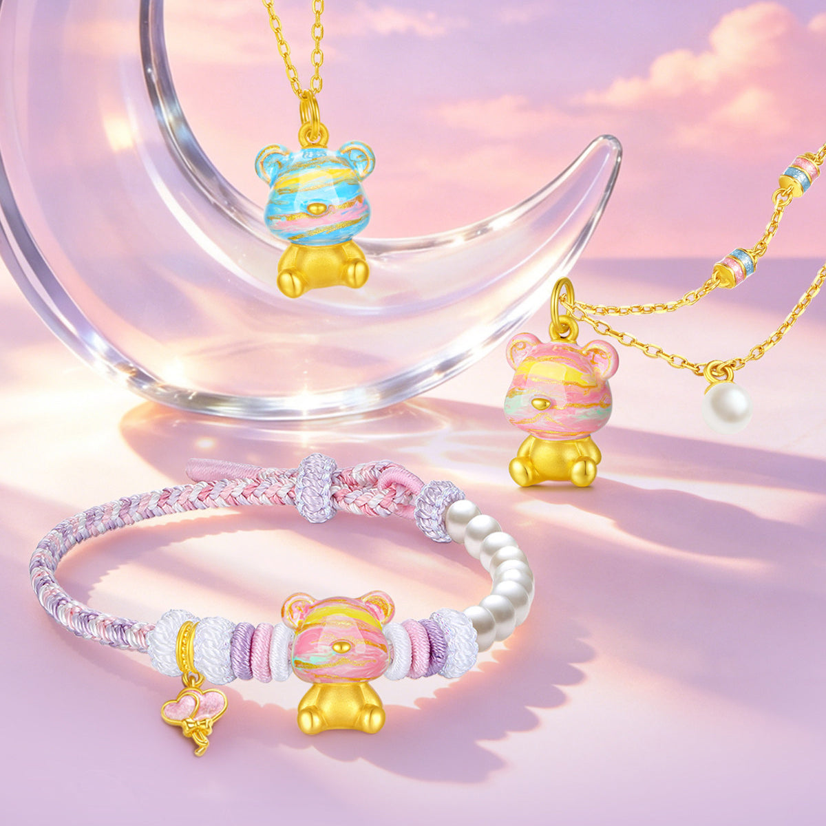 [Pre-sale] 24K Gold Enamel Honey Bear Pendant Charm