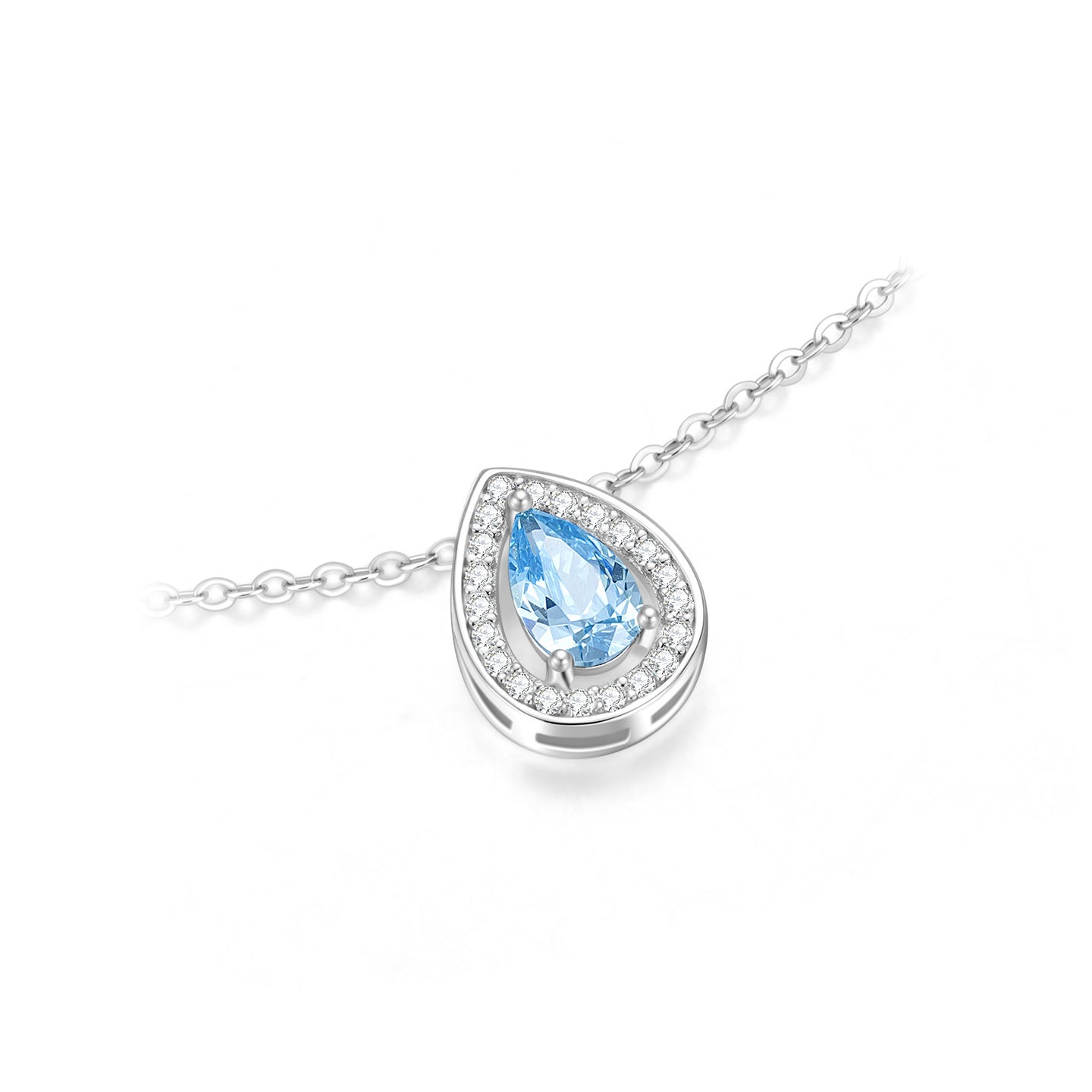 Silver Zircon Blue Moon Sea Necklace