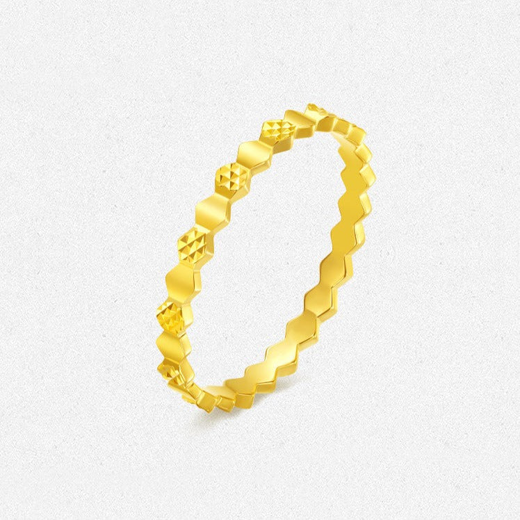 18K Gold Honeycomb Plain Ring