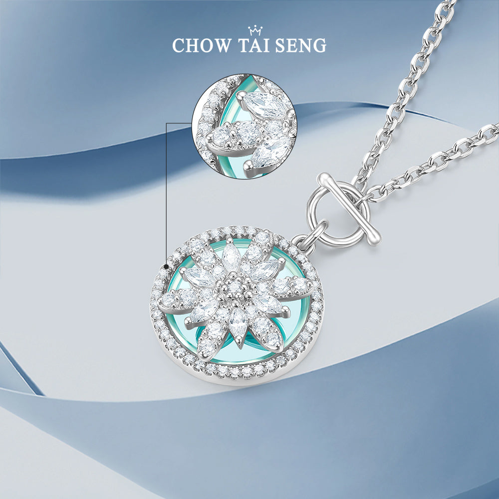 [Pre-sale] S925 Silver Zircon Rotatable Snowflake Necklace