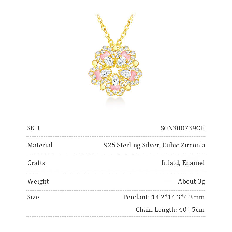 [Pre-sale] Gold Plated Silver Transformable Peach Blossom Heart Necklace