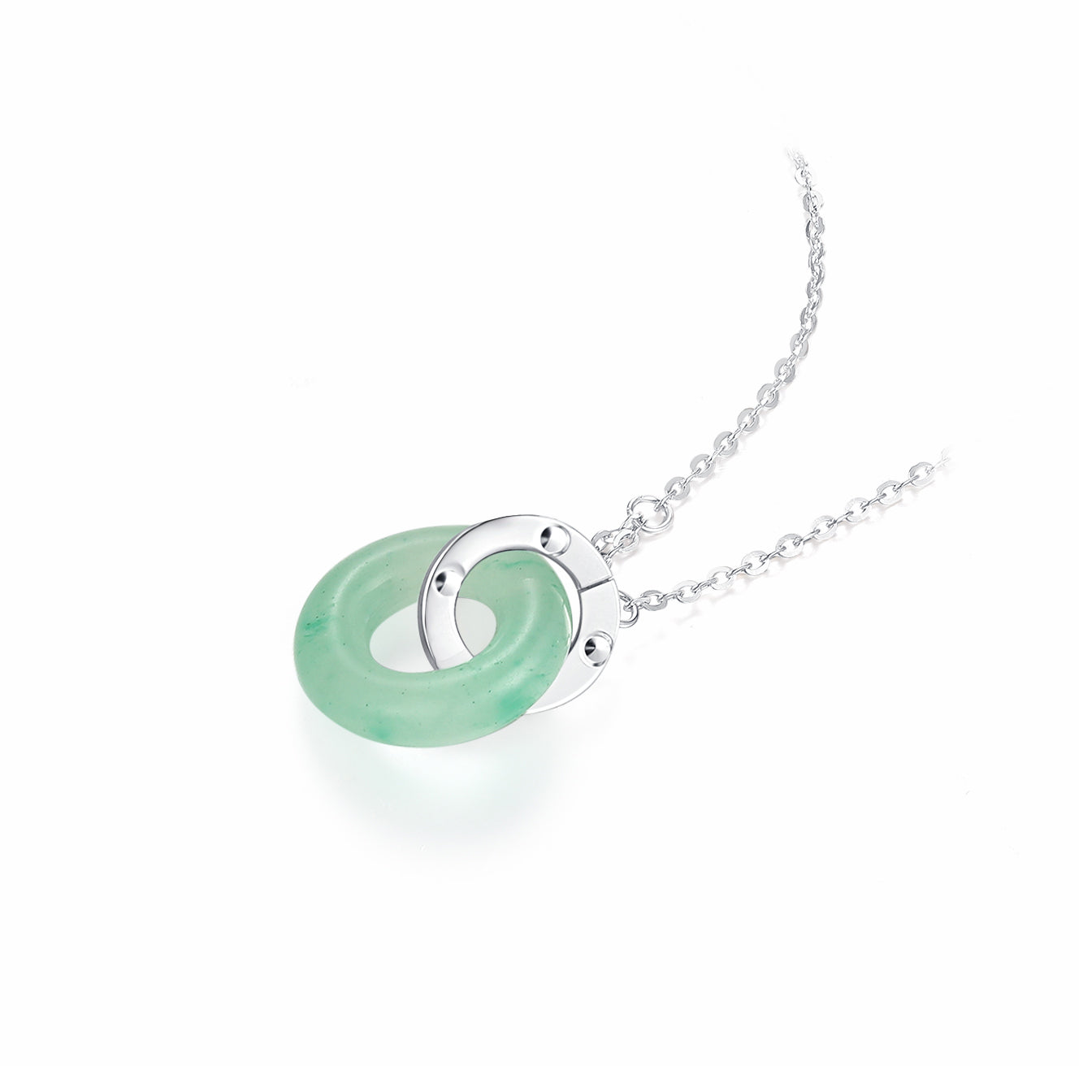 [Pre-sale] Silver Jade Double Circles Interlocking Necklace