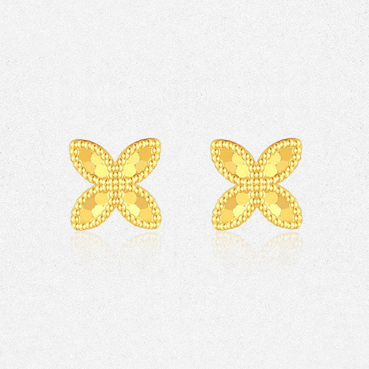 18K Gold Lucky Clover Shining Earrings