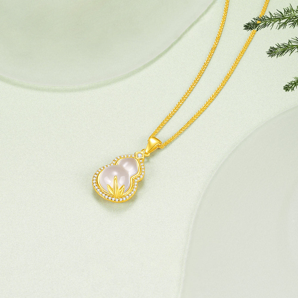 Gold Plated Silver Chalcedony Happiness Gourd Necklace