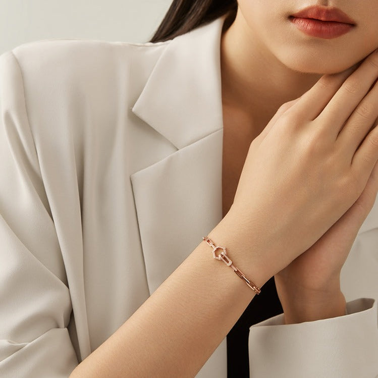 Urban Monologue Series 18K Gold Diamond Geometric Bracelet