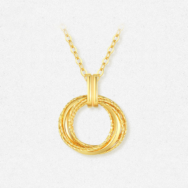 18K Gold Circle C Double Mobius Necklace