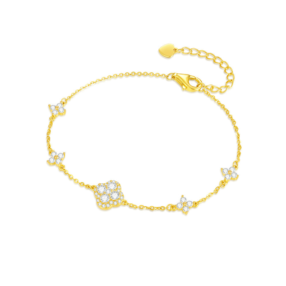 [Pre-sale] Silver Zircon Four-leaf Clover Bracelet