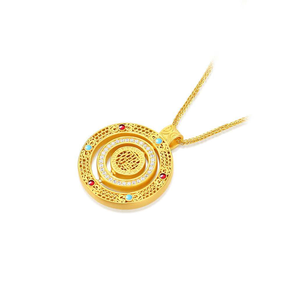 925 Silver Gold Plated Zircon Compass Necklace