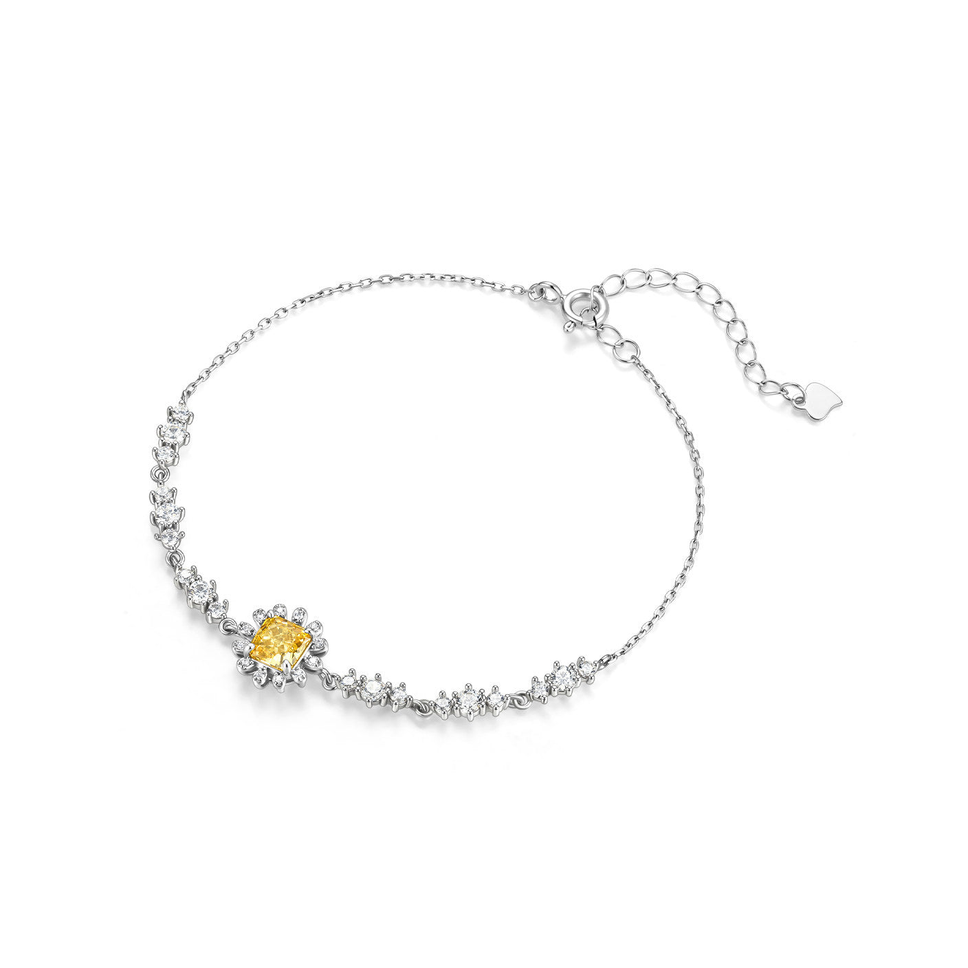 925 sterling silver little sun bracelet with adjustable chain, side view – ChowTaiSeng