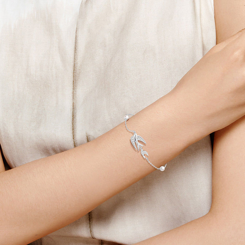 [Pre-sale] Silver Zircon Pearl Swallow Bracelet