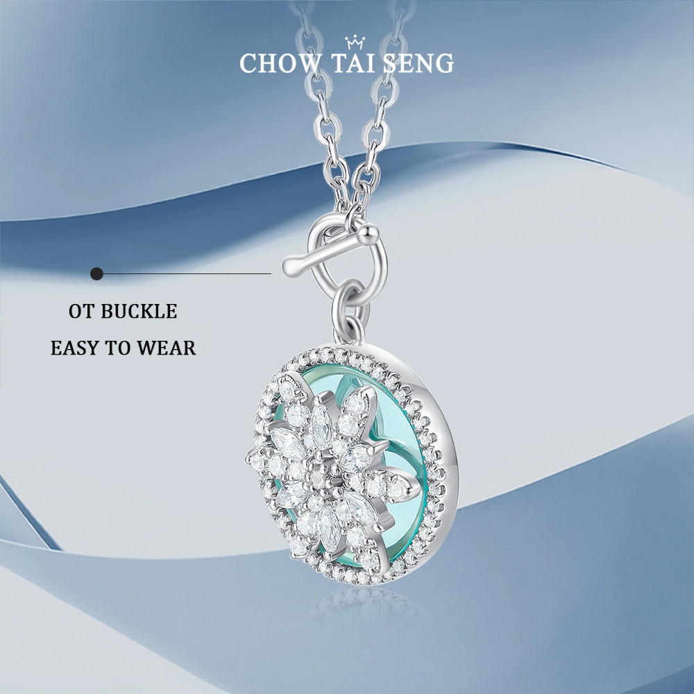 [Pre-sale] S925 Silver Zircon Rotatable Snowflake Necklace