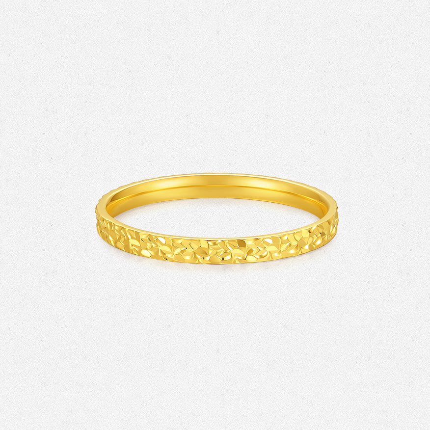 24K Gold Crushed Ice Pattern Ring