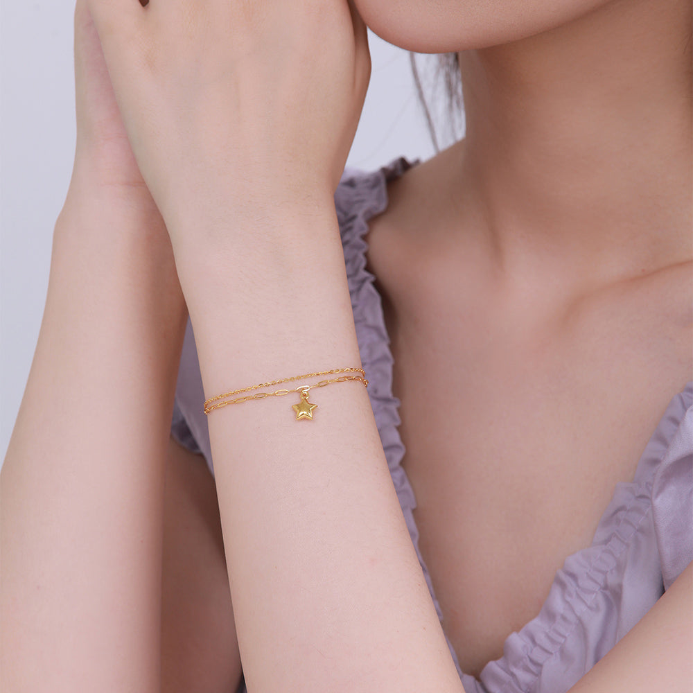 24K Gold Star Layered Bracelet