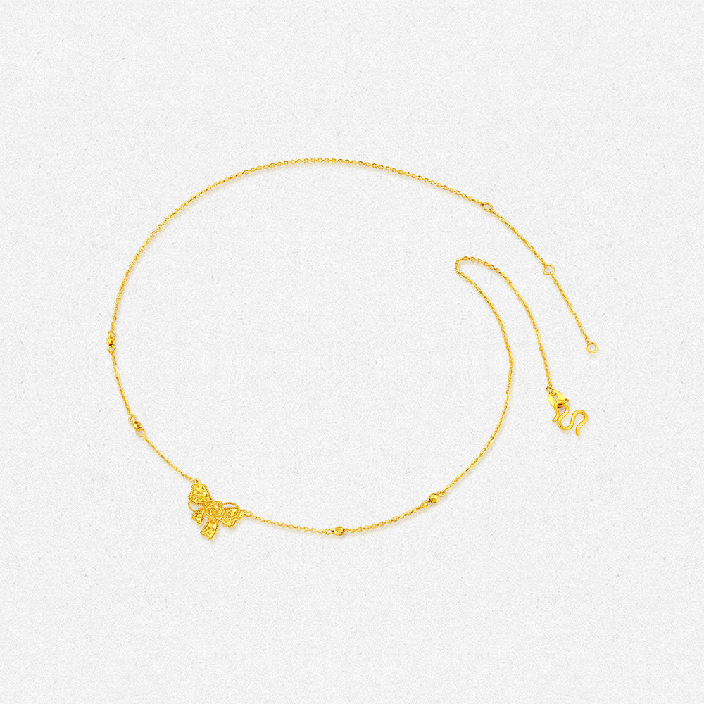 Monet Garden Series 24K Gold Crush Ice Rose Necklace