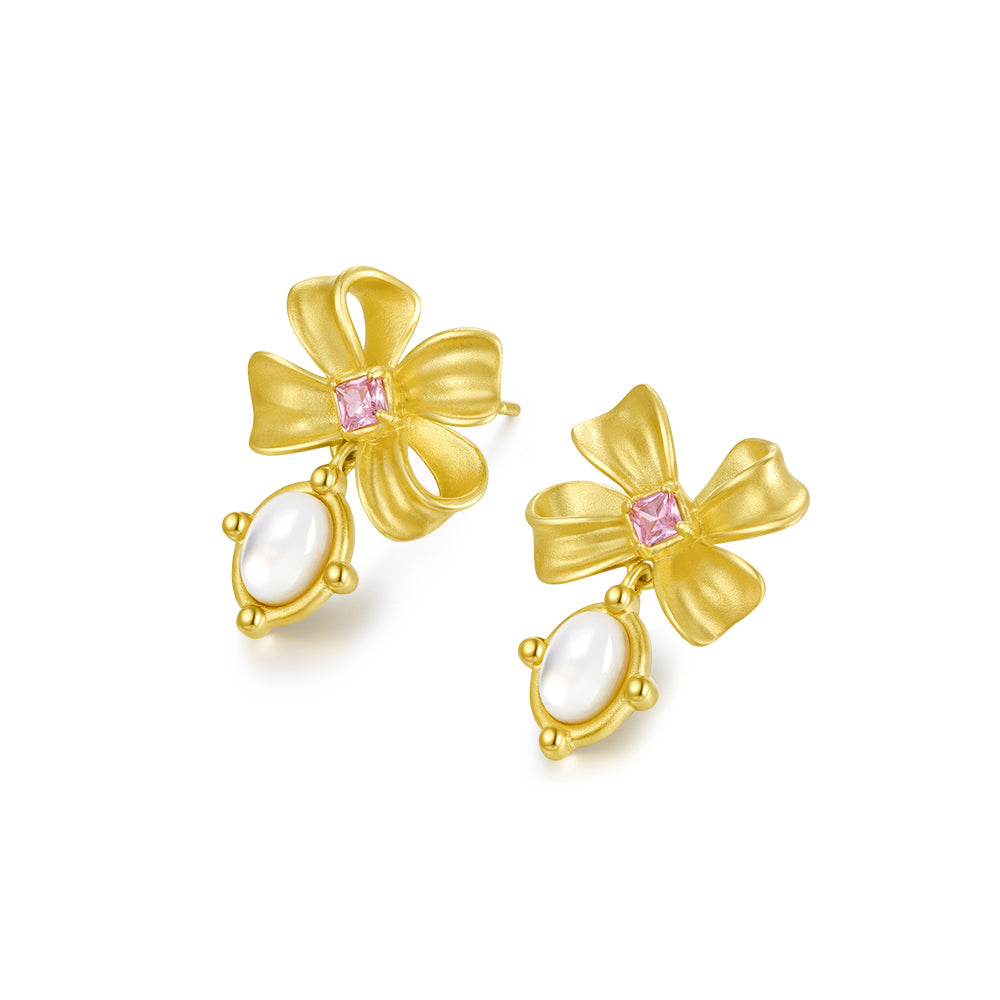[Pre-sale] S925 Silver Ribbon Bow Knot Jewelry Set - Earrings Necklace