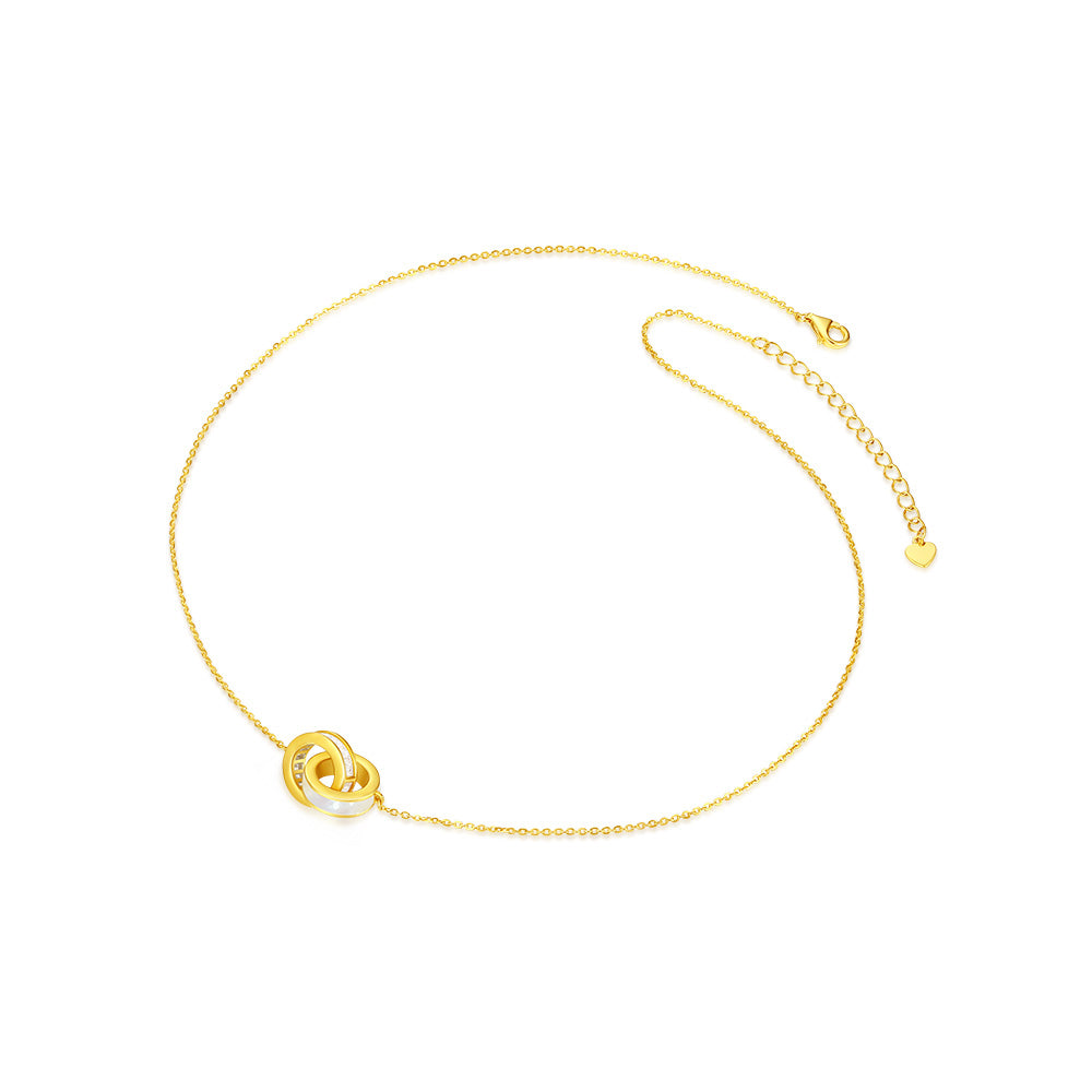 [Pre-sale] S925 Silver Zircon Shell Interlocking Circles Necklace