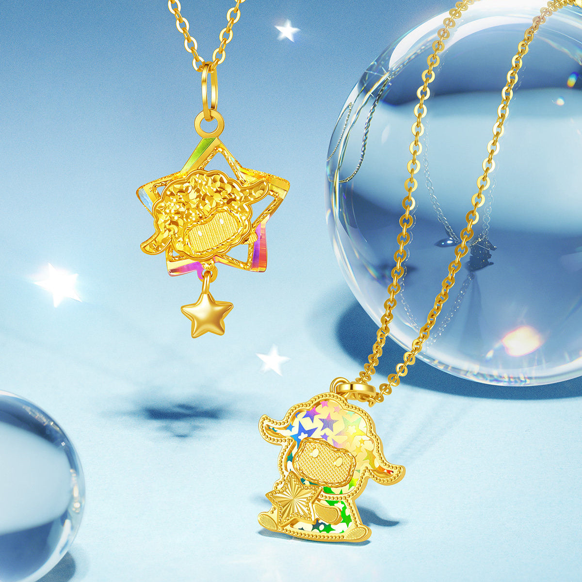 Baudelaire Sheep & Friends Co-branded Series 24K Gold Lucky Star Sheep Pendant