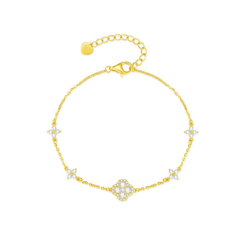 [Pre-sale] Silver Zircon Four-leaf Clover Bracelet