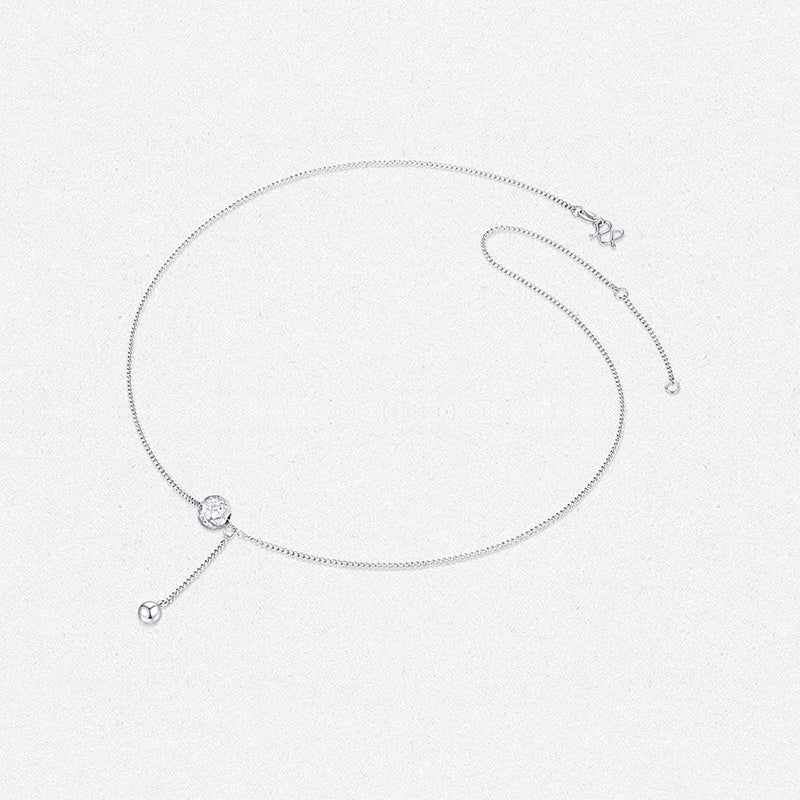 Pt950 Platinum Sparkling Ball Y Necklace