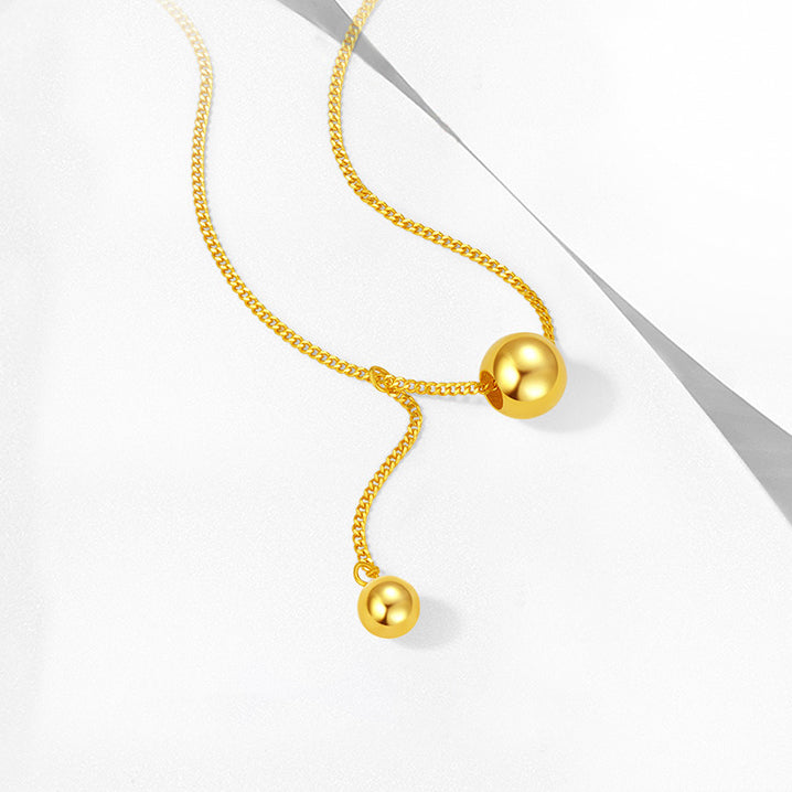 24K Gold Bean Ball Y Necklace