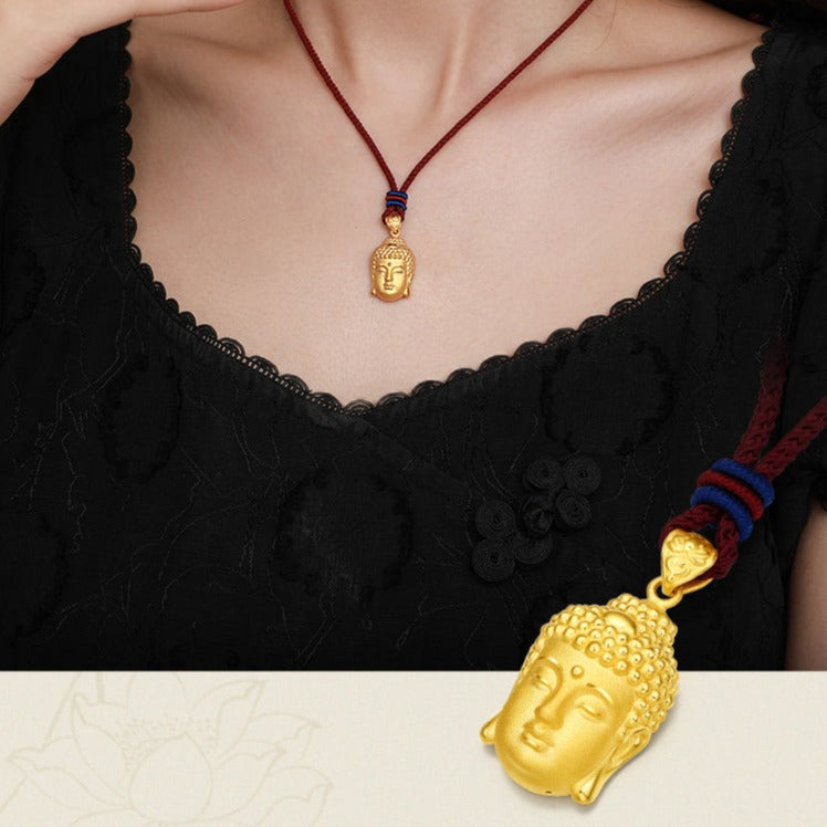 24K Gold Buddha Head Pendant