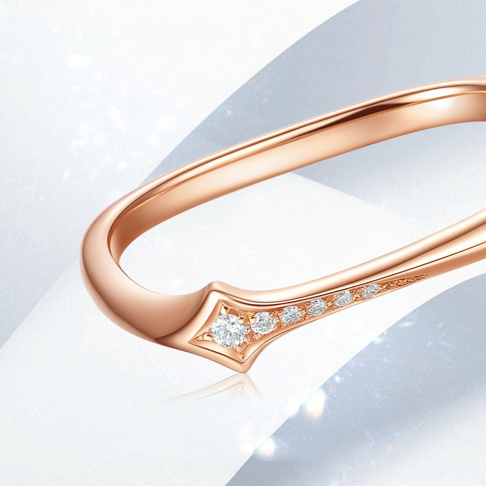 Urban Monologue Series 18K Rose Gold Diamond Star Track Square Ring