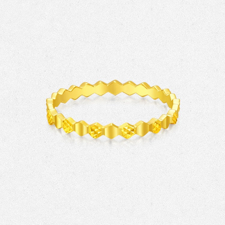 18K Gold Honeycomb Plain Ring