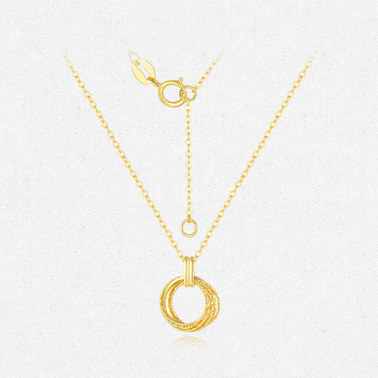 18K Gold Circle C Double Mobius Necklace