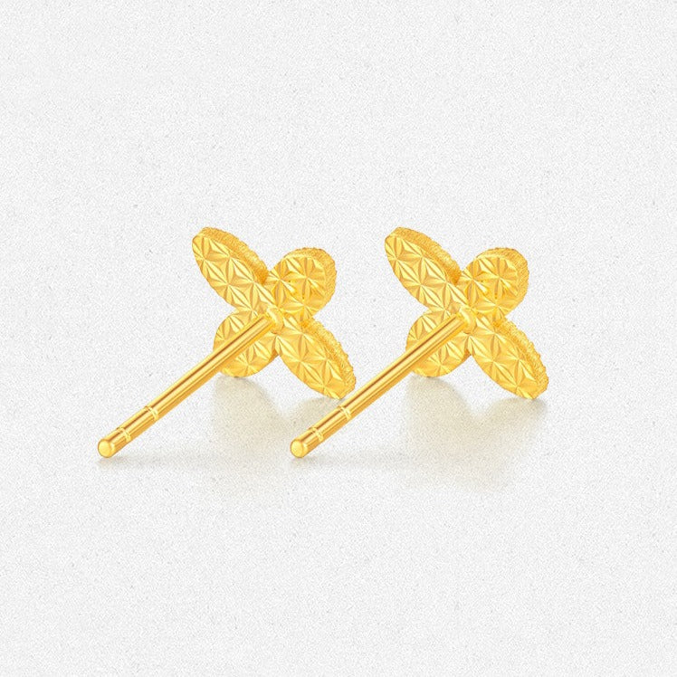 18K Gold Lucky Clover Shining Earrings