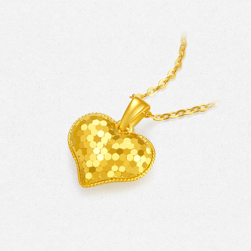 24K Gold Fish Scale Heart Pendant