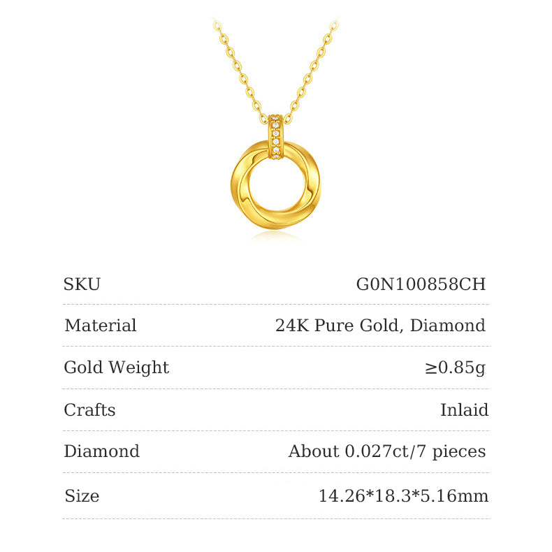 [Pre-sale] 24K Gold Diamond Classic Mobius Strip Pendant