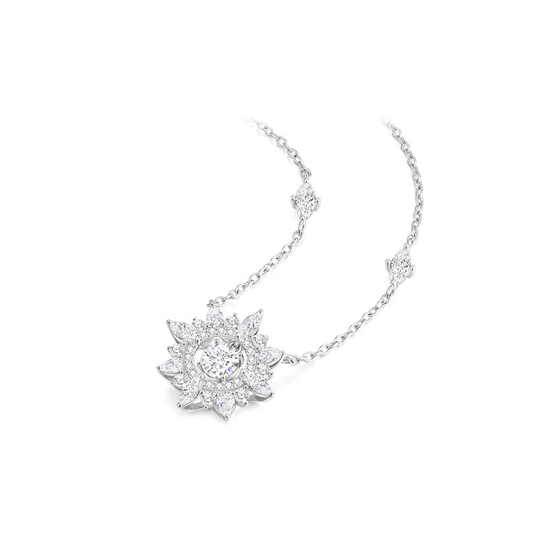 S925 Silver Zircon Shaped Snowflake Necklace