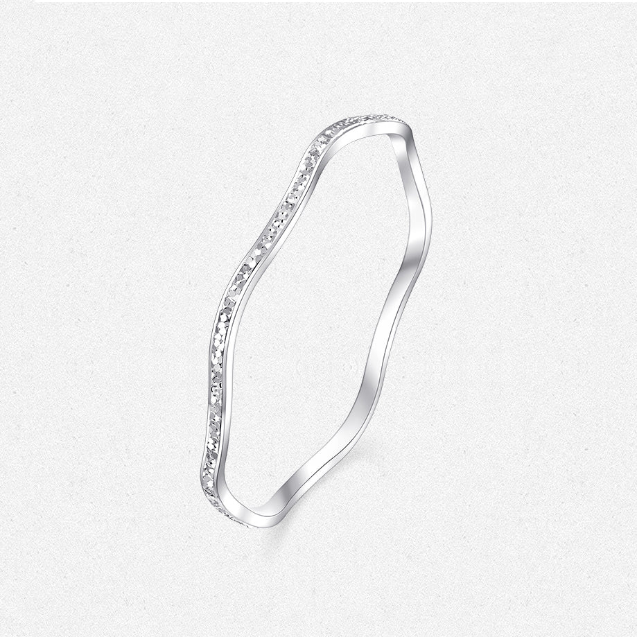S990 Silver Wave Crushed Ice Bangle