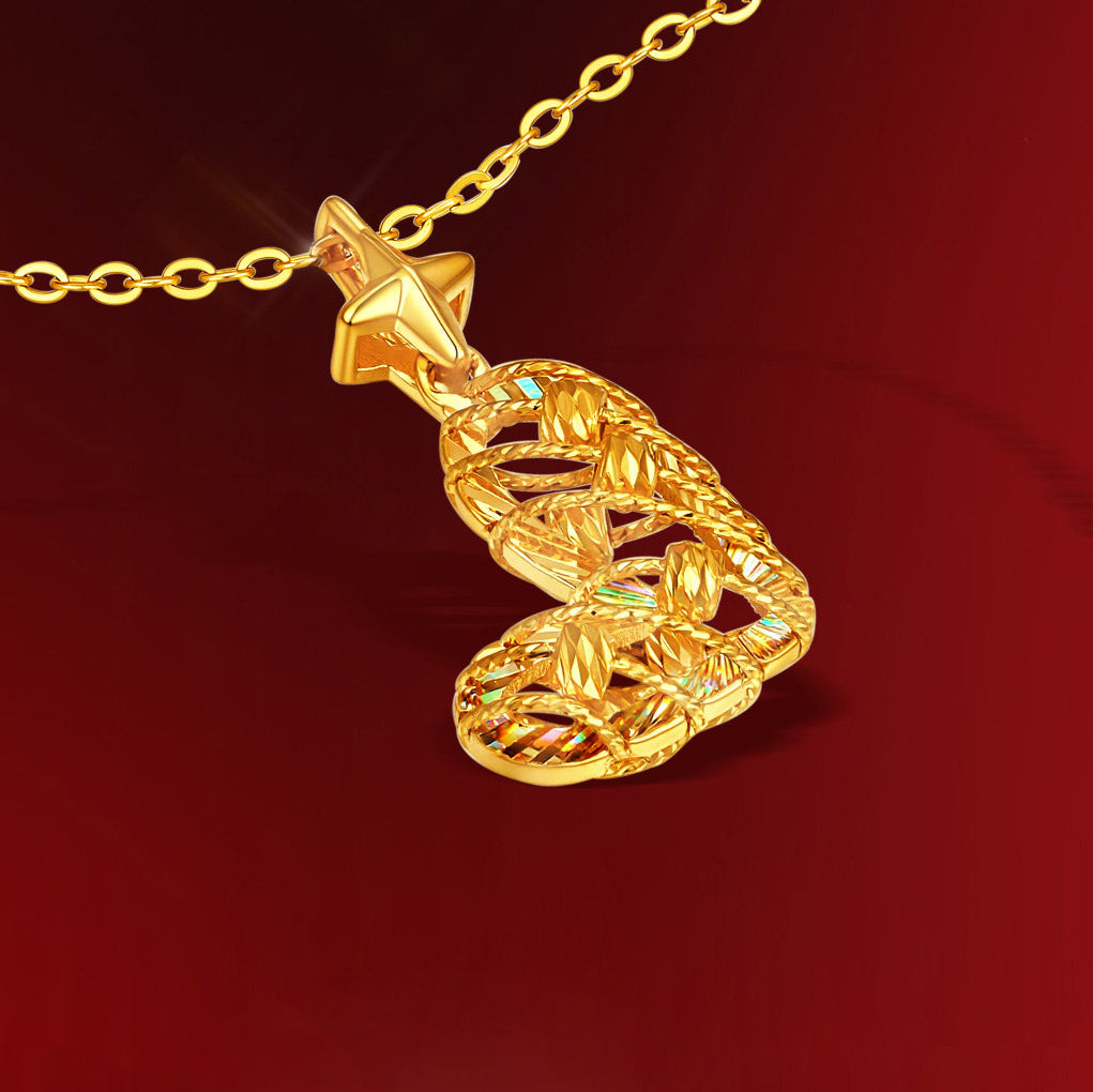 Dazzling Gold Series 24K Gold Beating Heart Pendant