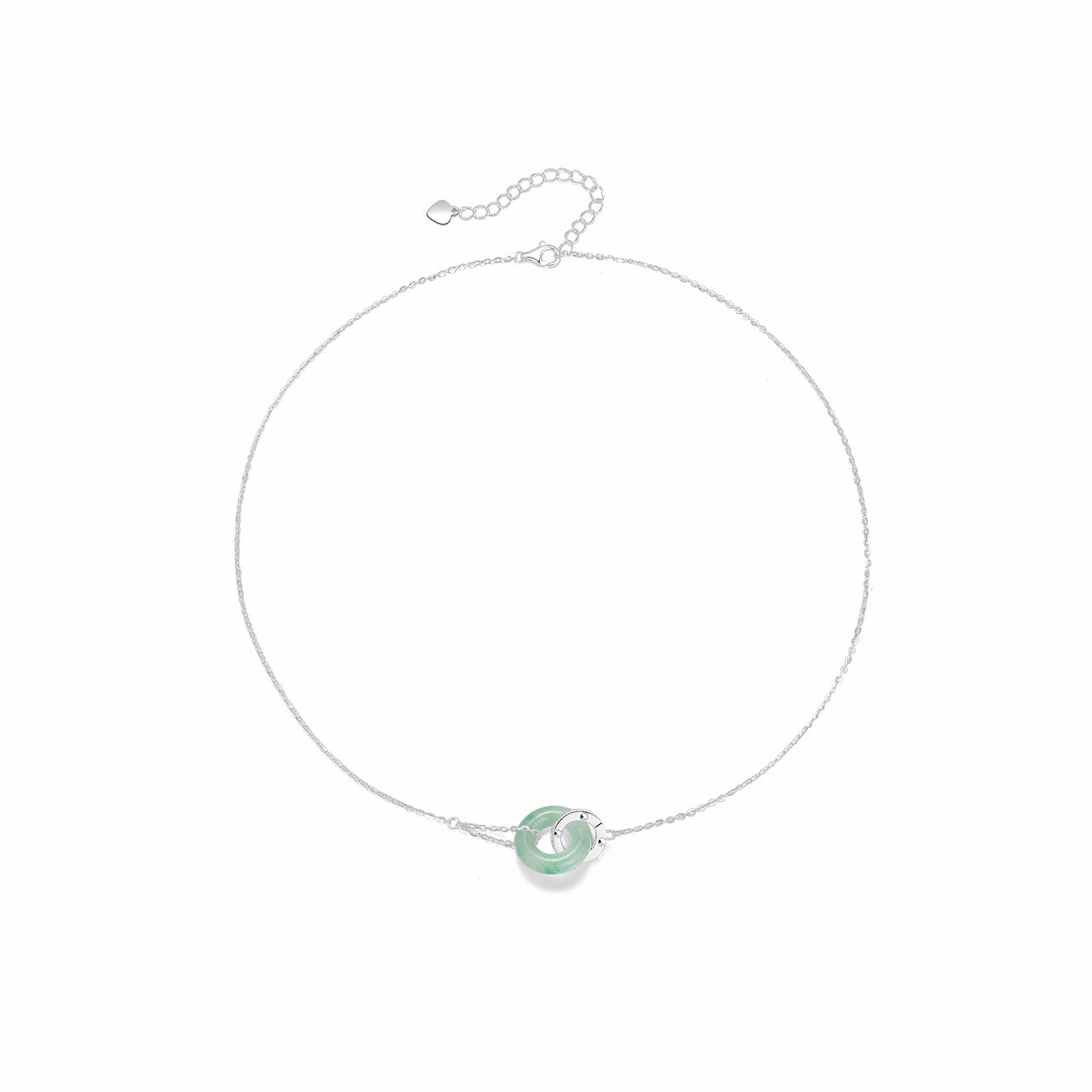 [Pre-sale] Silver Jade Double Circles Interlocking Necklace